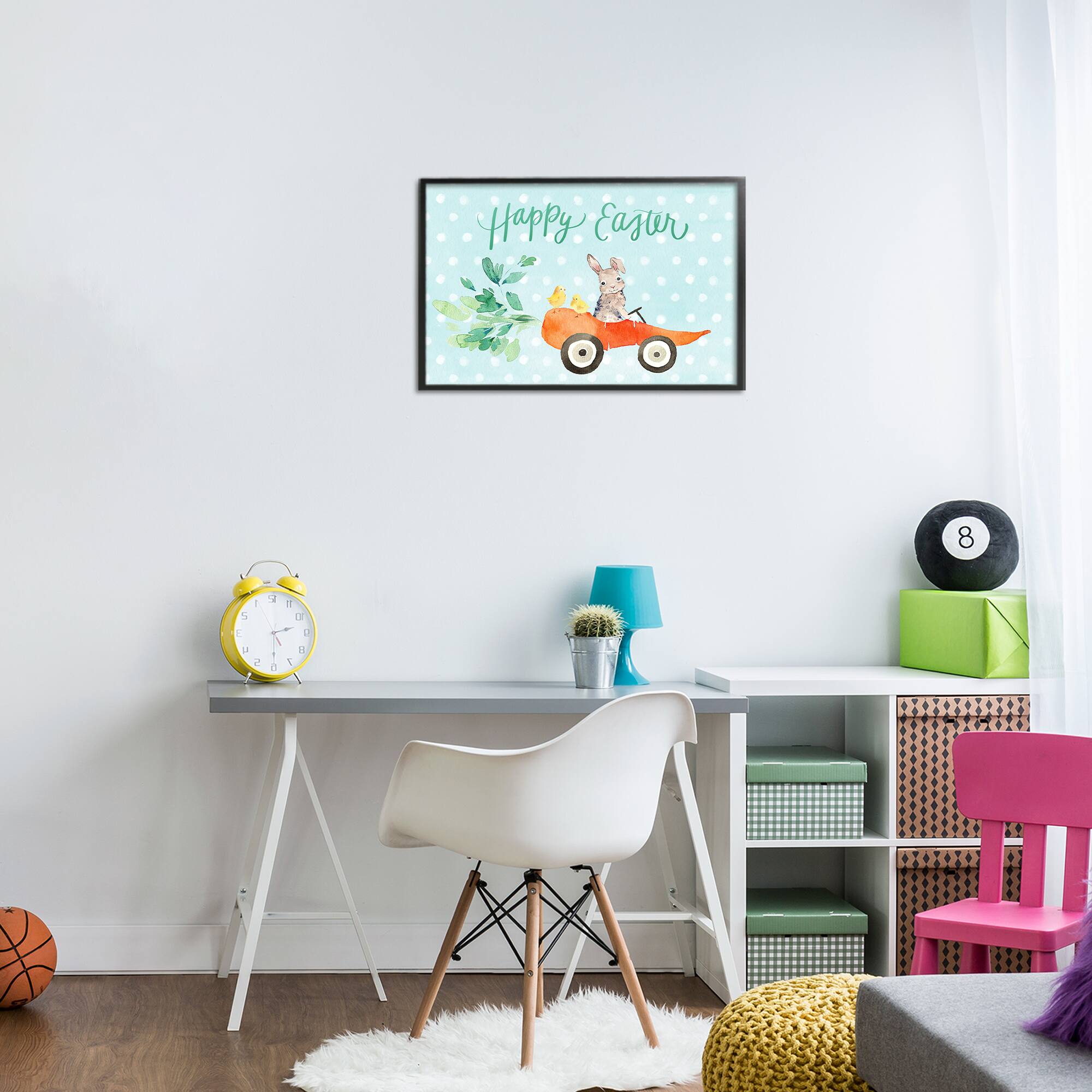 Stupell Industries Easter Carrot Car Bunny Framed Giclée Wall Art